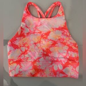 Lululemon long line Coral & Yellow Tie-Dye Sports Bra Top